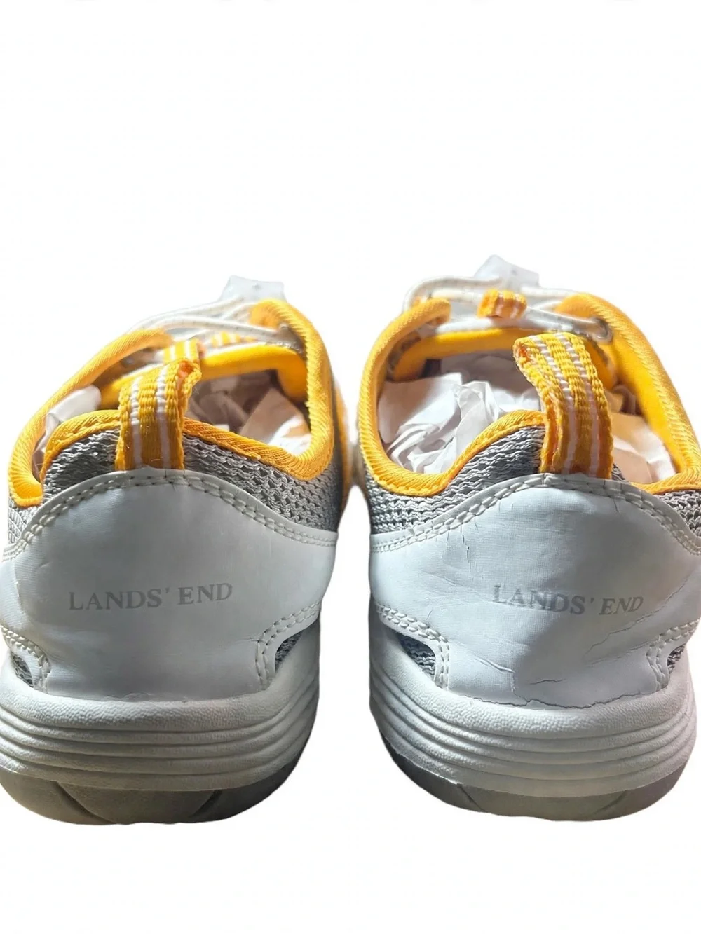 Women's Lightweight Mesh Athletic Sneakers - White & Yellow